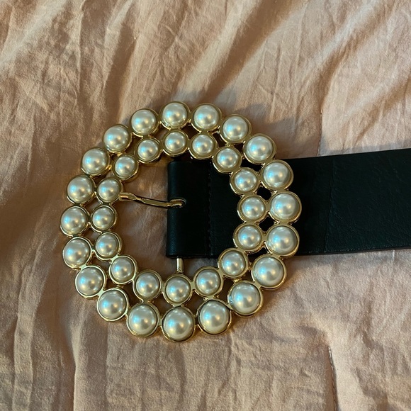 Antonia Leather Belt With Pearl Buckle main image 8